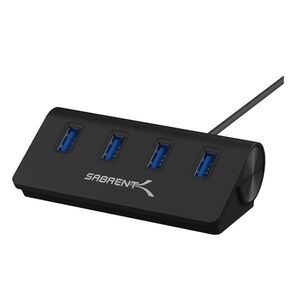 SABRENT 4-Port USB 3.0 Hub -Portable Data Hub with 2.5ft Cable - Black (HB-MC3B)
